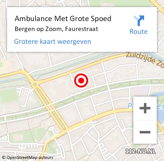 Locatie op kaart van de 112 melding: Ambulance Met Grote Spoed Naar Bergen op Zoom, Faurestraat op 6 maart 2018 22:59