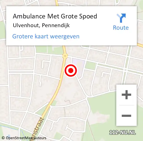 Locatie op kaart van de 112 melding: Ambulance Met Grote Spoed Naar Ulvenhout, Pennendijk op 7 maart 2018 01:50