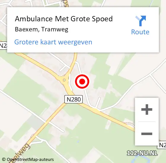 Locatie op kaart van de 112 melding: Ambulance Met Grote Spoed Naar Baexem, Tramweg op 7 maart 2018 03:18