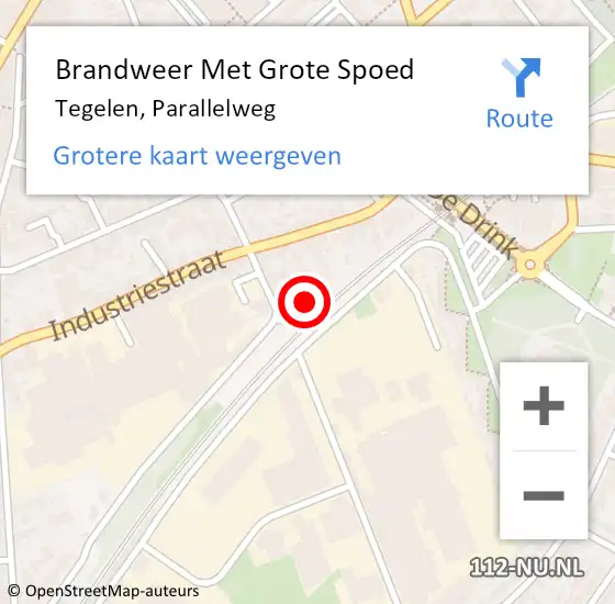 Locatie op kaart van de 112 melding: Brandweer Met Grote Spoed Naar Tegelen, Parallelweg op 7 maart 2018 03:26