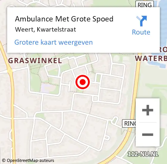 Locatie op kaart van de 112 melding: Ambulance Met Grote Spoed Naar Weert, Kwartelstraat op 7 maart 2018 04:16