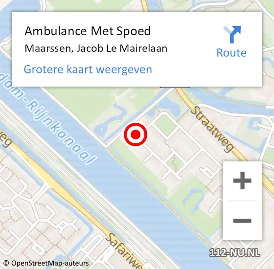 Locatie op kaart van de 112 melding: Ambulance Met Spoed Naar Maarssen, Jacob Le Mairelaan op 7 maart 2018 04:43