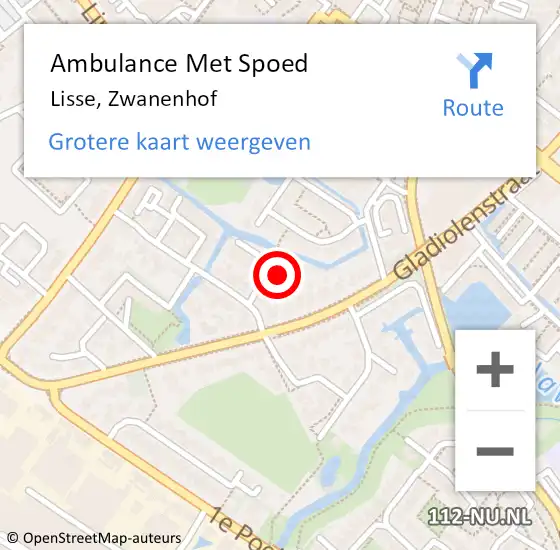 Locatie op kaart van de 112 melding: Ambulance Met Spoed Naar Lisse, Zwanenhof op 7 maart 2018 06:14