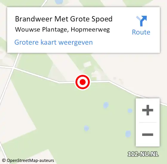 Locatie op kaart van de 112 melding: Brandweer Met Grote Spoed Naar Wouwse Plantage, Hopmeerweg op 7 maart 2018 06:27