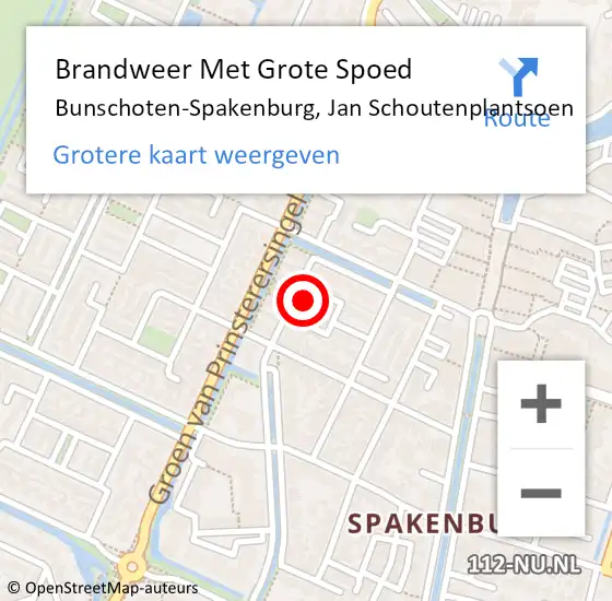 Locatie op kaart van de 112 melding: Brandweer Met Grote Spoed Naar Bunschoten-Spakenburg, Jan Schoutenplantsoen op 7 maart 2018 06:53