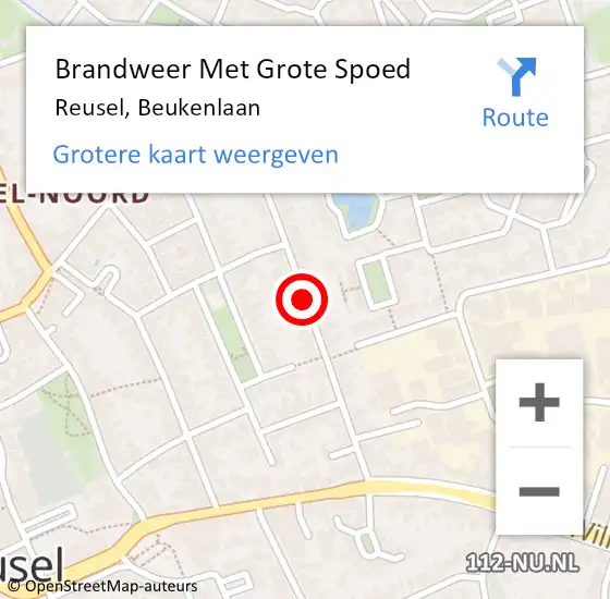 Locatie op kaart van de 112 melding: Brandweer Met Grote Spoed Naar Reusel, Beukenlaan op 7 maart 2018 07:48