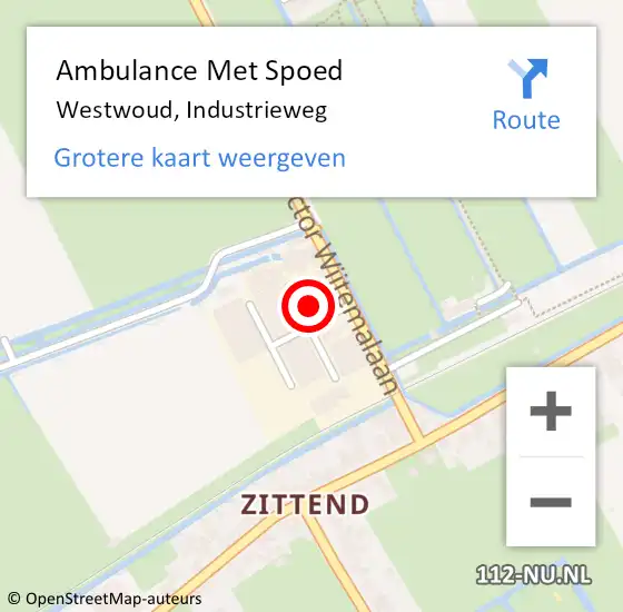 Locatie op kaart van de 112 melding: Ambulance Met Spoed Naar Westwoud, Industrieweg op 7 maart 2018 07:59