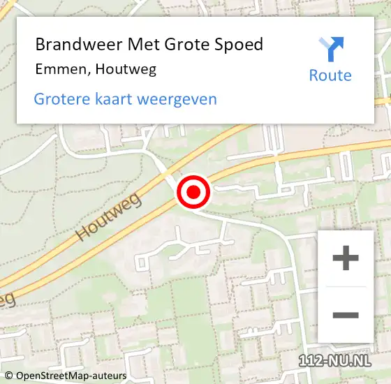 Locatie op kaart van de 112 melding: Brandweer Met Grote Spoed Naar Emmen, Houtweg op 7 maart 2018 08:32