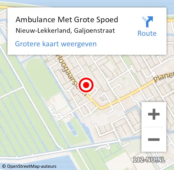 Locatie op kaart van de 112 melding: Ambulance Met Grote Spoed Naar Nieuw-Lekkerland, Galjoenstraat op 7 maart 2018 08:59