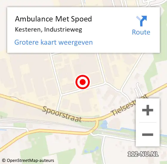 Locatie op kaart van de 112 melding: Ambulance Met Spoed Naar Kesteren, Industrieweg op 7 maart 2018 09:08