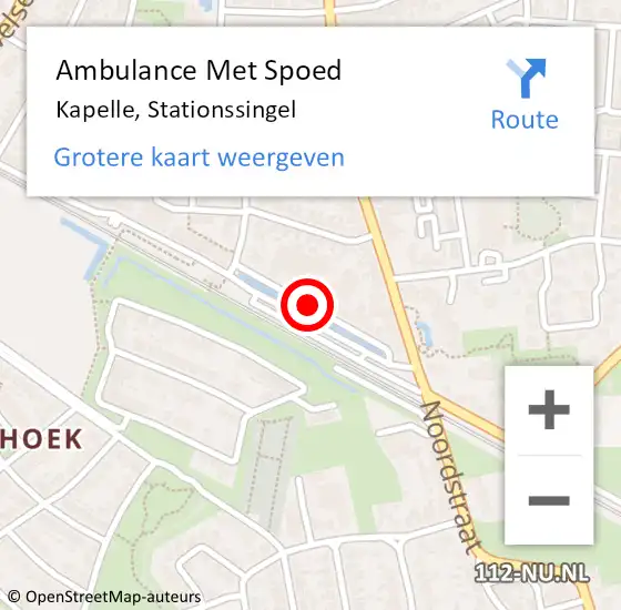 Locatie op kaart van de 112 melding: Ambulance Met Spoed Naar Kapelle, Stationssingel op 7 maart 2018 09:16