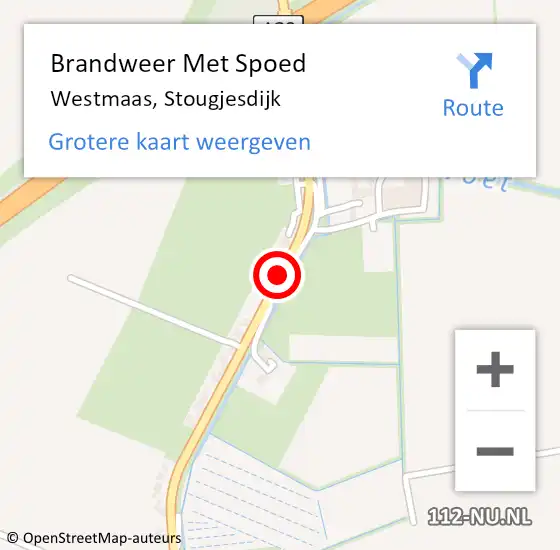 Locatie op kaart van de 112 melding: Brandweer Met Spoed Naar Westmaas, Stougjesdijk op 7 maart 2018 09:39