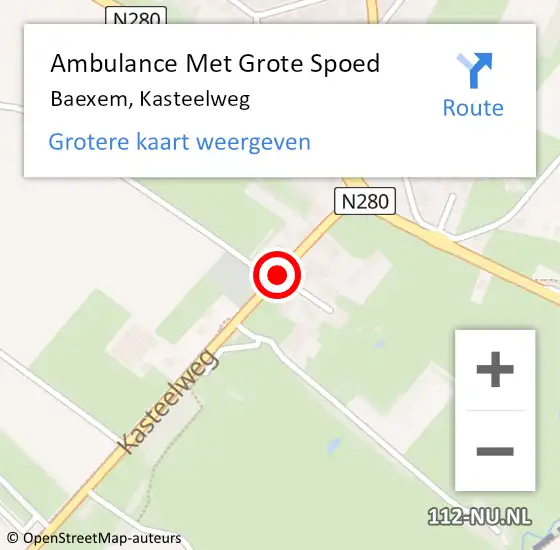 Locatie op kaart van de 112 melding: Ambulance Met Grote Spoed Naar Baexem, Kasteelweg op 18 februari 2014 12:02