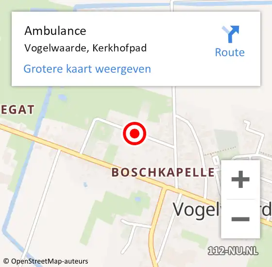 Locatie op kaart van de 112 melding: Ambulance Vogelwaarde, Kerkhofpad op 7 maart 2018 10:17