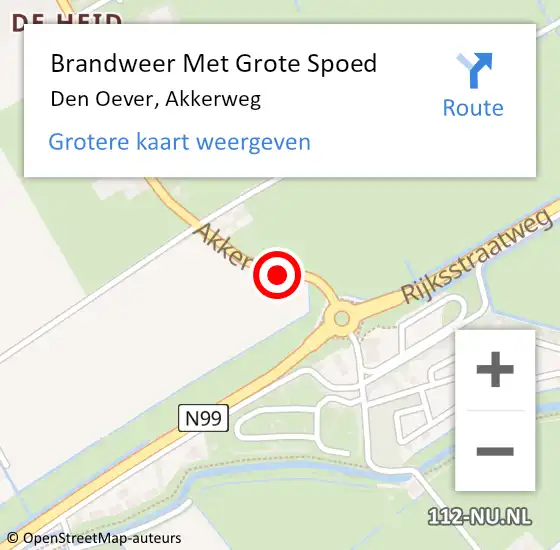 Locatie op kaart van de 112 melding: Brandweer Met Grote Spoed Naar Den Oever, Akkerweg op 7 maart 2018 10:30