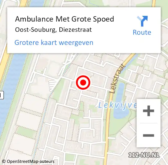 Locatie op kaart van de 112 melding: Ambulance Met Grote Spoed Naar Oost-Souburg, Diezestraat op 7 maart 2018 10:46