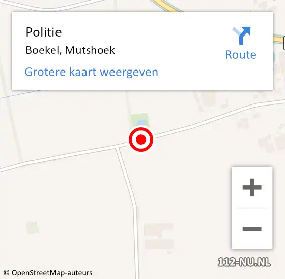 Locatie op kaart van de 112 melding: Politie Boekel, Mutshoek op 7 maart 2018 11:29