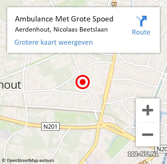 Locatie op kaart van de 112 melding: Ambulance Met Grote Spoed Naar Aerdenhout, Nicolaas Beetslaan op 7 maart 2018 12:57