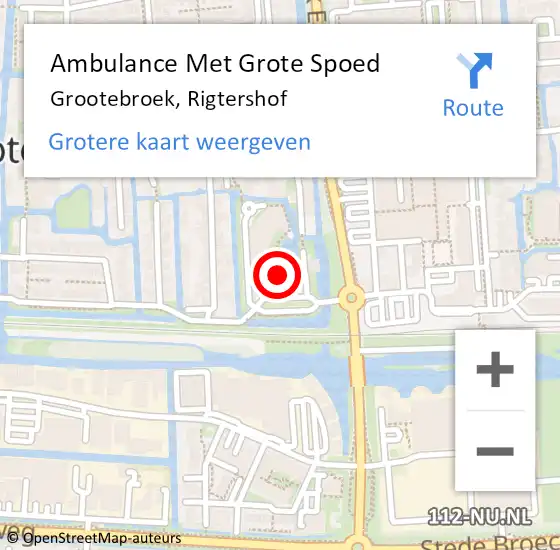 Locatie op kaart van de 112 melding: Ambulance Met Grote Spoed Naar Grootebroek, Rigtershof op 7 maart 2018 13:01