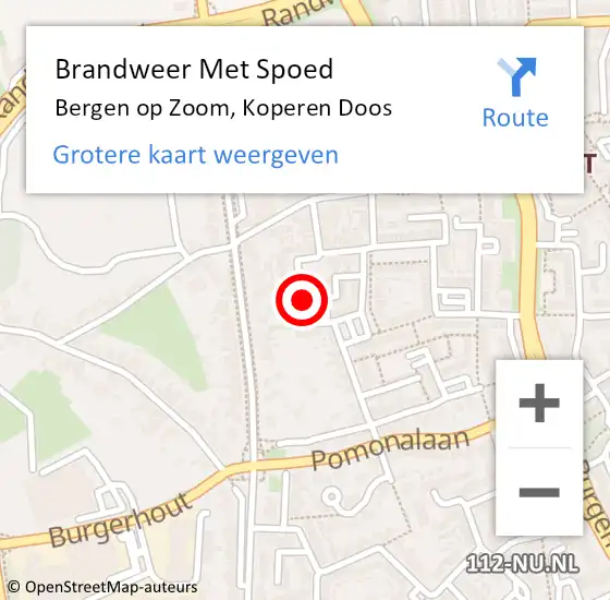 Locatie op kaart van de 112 melding: Brandweer Met Spoed Naar Bergen op Zoom, Koperen Doos op 7 maart 2018 13:55