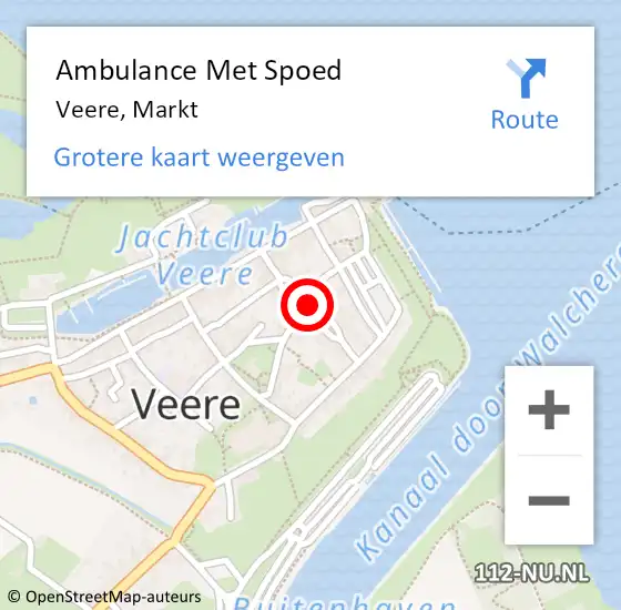 Locatie op kaart van de 112 melding: Ambulance Met Spoed Naar Veere, Markt op 7 maart 2018 14:03