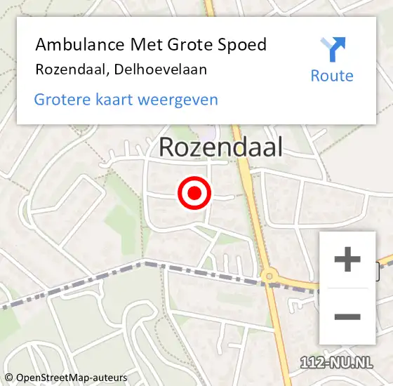 Locatie op kaart van de 112 melding: Ambulance Met Grote Spoed Naar Rozendaal, Delhoevelaan op 7 maart 2018 14:10