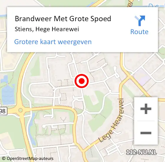 Locatie op kaart van de 112 melding: Brandweer Met Grote Spoed Naar Stiens, Hege Hearewei op 7 maart 2018 14:18