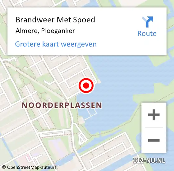 Locatie op kaart van de 112 melding: Brandweer Met Spoed Naar Almere, Ploeganker op 7 maart 2018 14:39