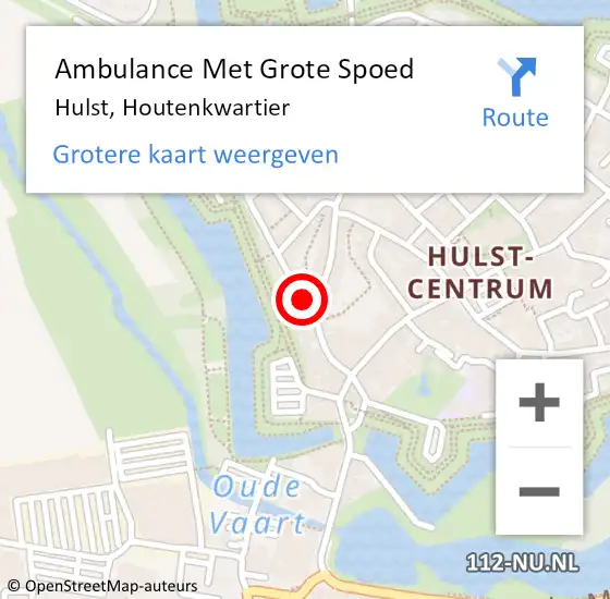 Locatie op kaart van de 112 melding: Ambulance Met Grote Spoed Naar Hulst, Houtenkwartier op 7 maart 2018 14:56