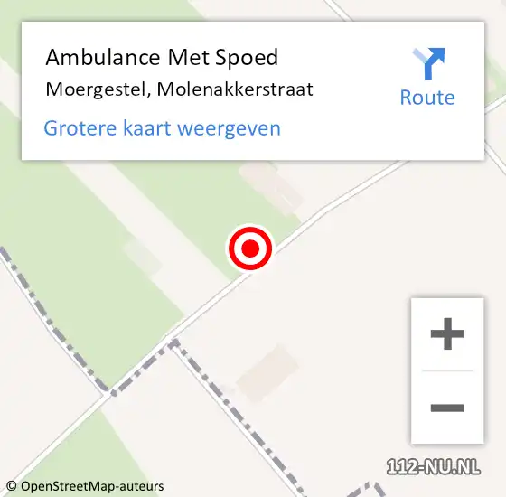 Locatie op kaart van de 112 melding: Ambulance Met Spoed Naar Moergestel, Molenakkerstraat op 7 maart 2018 15:13