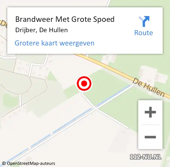 Locatie op kaart van de 112 melding: Brandweer Met Grote Spoed Naar Drijber, De Hullen op 7 maart 2018 15:44