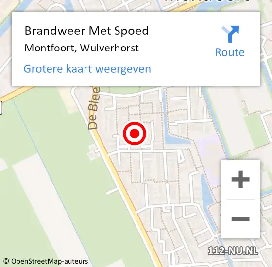 Locatie op kaart van de 112 melding: Brandweer Met Spoed Naar Montfoort, Wulverhorst op 7 maart 2018 16:40