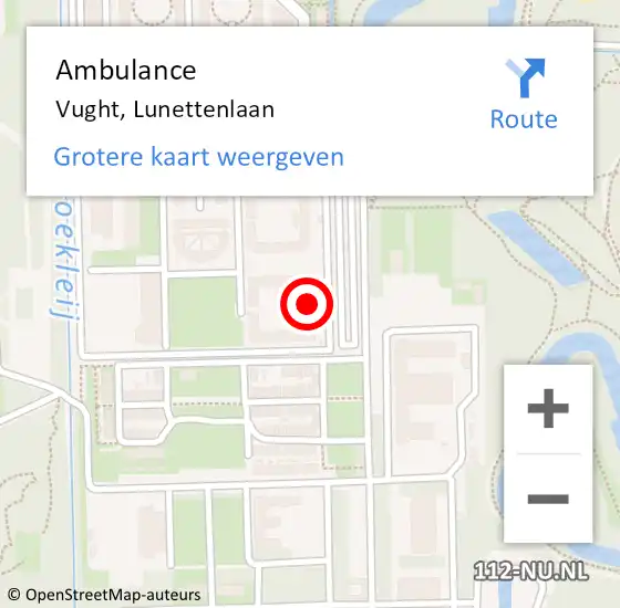 Locatie op kaart van de 112 melding: Ambulance Vught, Lunettenlaan op 7 maart 2018 16:48
