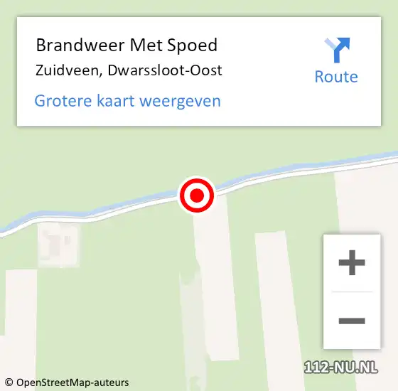Locatie op kaart van de 112 melding: Brandweer Met Spoed Naar Zuidveen, Dwarssloot-Oost op 7 maart 2018 18:26