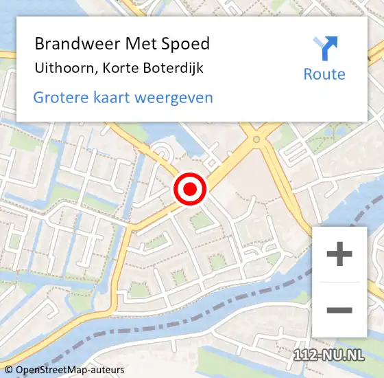 Locatie op kaart van de 112 melding: Brandweer Met Spoed Naar Uithoorn, Korte Boterdijk op 7 maart 2018 18:32