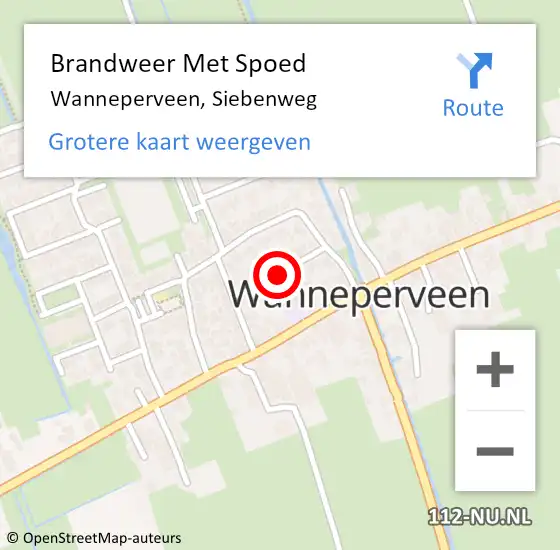 Locatie op kaart van de 112 melding: Brandweer Met Spoed Naar Wanneperveen, Siebenweg op 7 maart 2018 18:33