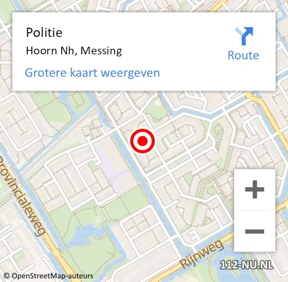 Locatie op kaart van de 112 melding: Politie Hoorn Nh, Messing op 7 maart 2018 19:06