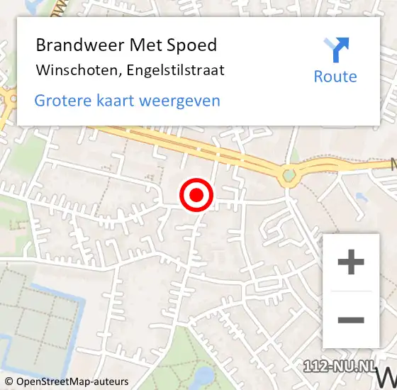 Locatie op kaart van de 112 melding: Brandweer Met Spoed Naar Winschoten, Engelstilstraat op 7 maart 2018 20:42