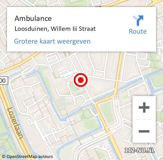 Locatie op kaart van de 112 melding: Ambulance Loosduinen, Willem Iii Straat op 7 maart 2018 21:26