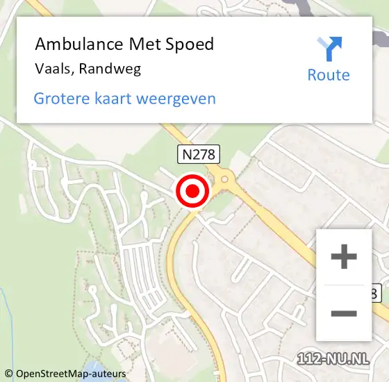 Locatie op kaart van de 112 melding: Ambulance Met Spoed Naar Vaals, Randweg op 18 februari 2014 13:06