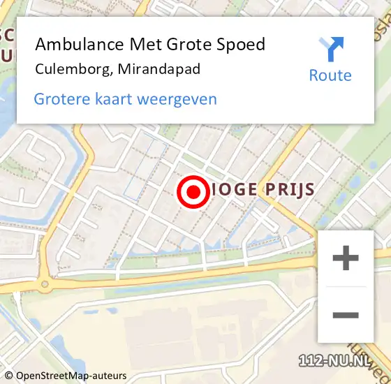 Locatie op kaart van de 112 melding: Ambulance Met Grote Spoed Naar Culemborg, Mirandapad op 7 maart 2018 22:01