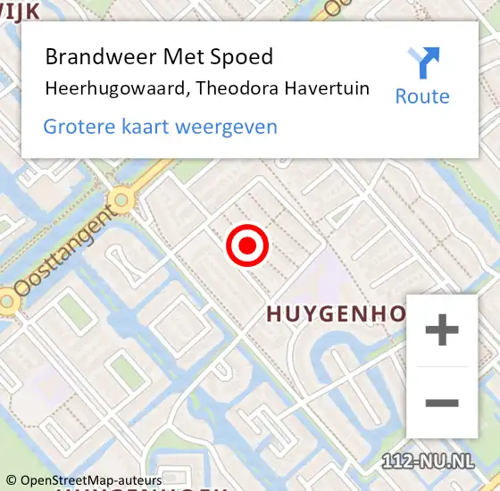 Locatie op kaart van de 112 melding: Brandweer Met Spoed Naar Heerhugowaard, Theodora Havertuin op 7 maart 2018 22:39