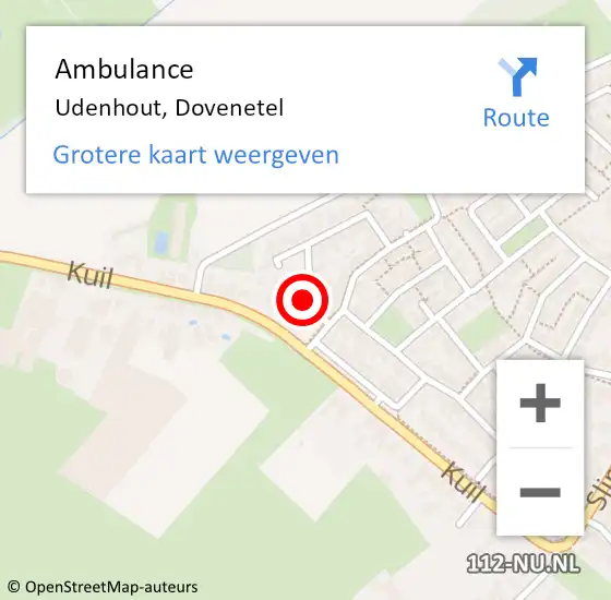 Locatie op kaart van de 112 melding: Ambulance Udenhout, Dovenetel op 7 maart 2018 23:29