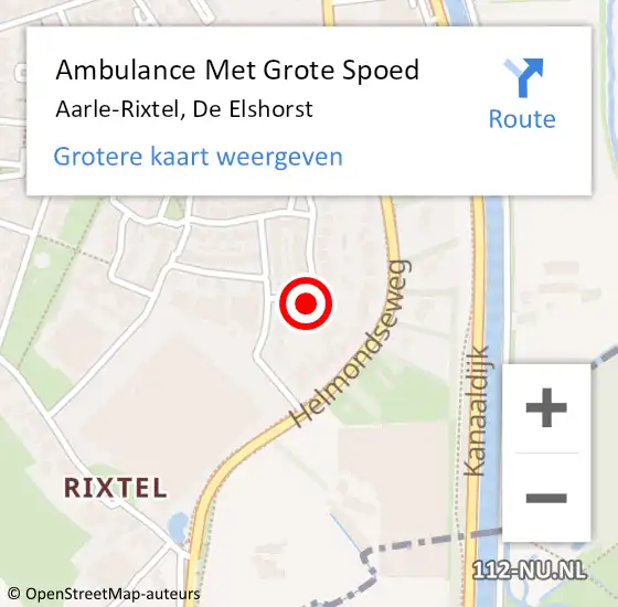 Locatie op kaart van de 112 melding: Ambulance Met Grote Spoed Naar Aarle-Rixtel, De Elshorst op 7 maart 2018 23:46