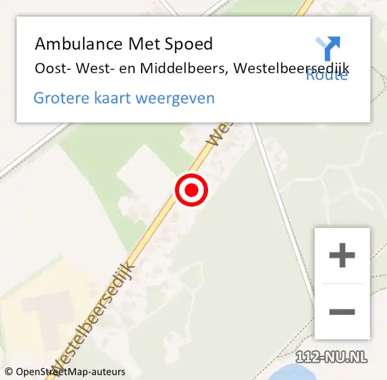Locatie op kaart van de 112 melding: Ambulance Met Spoed Naar Oost- West- en Middelbeers, Westelbeersedijk op 8 maart 2018 00:13