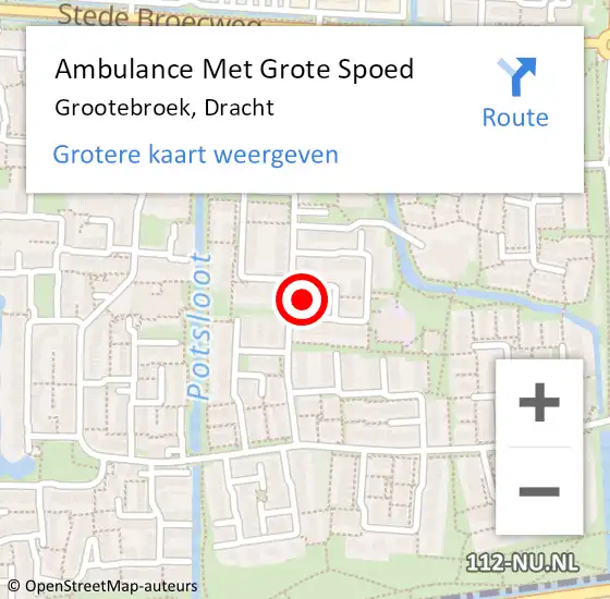 Locatie op kaart van de 112 melding: Ambulance Met Grote Spoed Naar Grootebroek, Dracht op 8 maart 2018 01:35