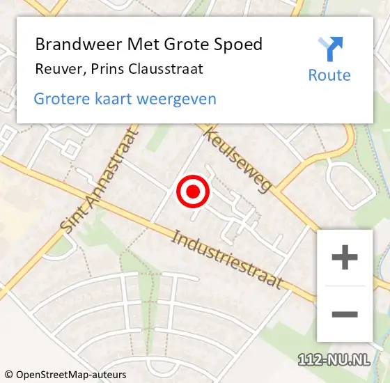 Locatie op kaart van de 112 melding: Brandweer Met Grote Spoed Naar Reuver, Prins Clausstraat op 8 maart 2018 02:34