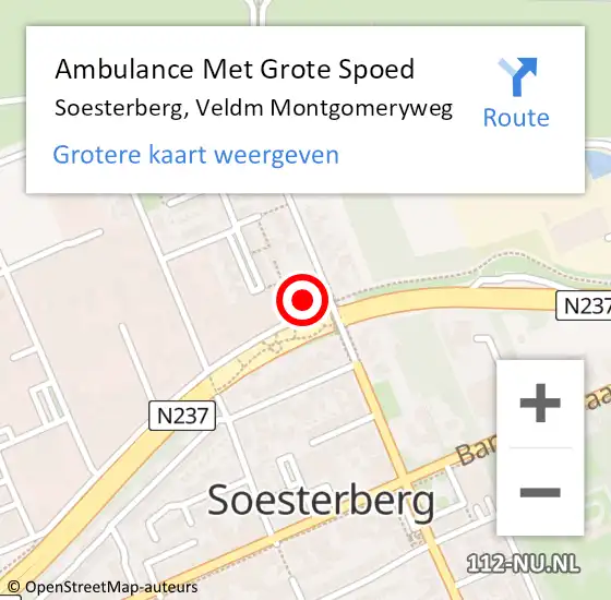 Locatie op kaart van de 112 melding: Ambulance Met Grote Spoed Naar Soesterberg, Veldm Montgomeryweg op 8 maart 2018 02:50