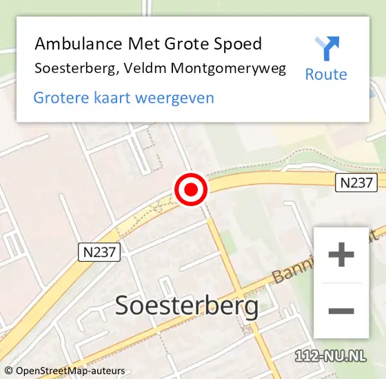 Locatie op kaart van de 112 melding: Ambulance Met Grote Spoed Naar Soesterberg, Veldm Montgomeryweg op 8 maart 2018 02:52