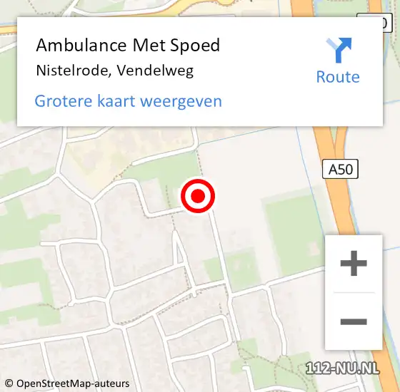 Locatie op kaart van de 112 melding: Ambulance Met Spoed Naar Nistelrode, Vendelweg op 8 maart 2018 04:05